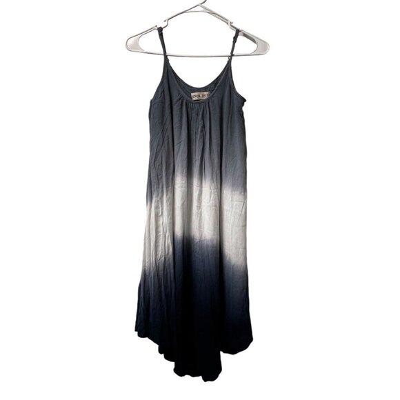 Knox‎ Rose Boho Blue Ombre Midi Shift Dress Gauzy Asymmetric Hem Size Small - Picture 1 of 8